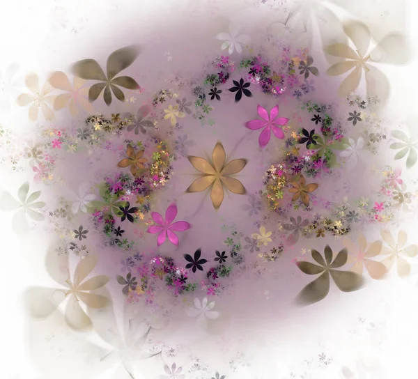 Minimalistická Abstraktní Jarní Květiny Pozadí Fraktální Květiny Abstraktní Vzor Květinové — Stock fotografie