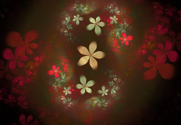 ミニマルな抽象的な春の花の背景 花の要素を持つフラクタル抽象花柄 — ストック写真