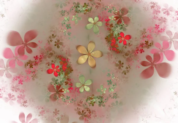 Minimalistyczne Streszczenie Wiosna Kwiatów Tła Fraktal Abstrakcja Szablon Kwiat Kwiatowy — Zdjęcie stockowe