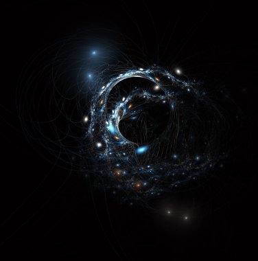 Yumuşak parlak siyah bir sanal arka plan kopya alanı ile Soyut Fraktal ağ katmanlı. Arka plan ışıltı etkisi fraktal kılavuz siyah bir bilgisayarda oluşturulan.