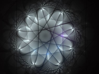 Köpüklü şekillerle soyut karmaşık sarmal süsleme. Fantezi fraktal tasarım. Psychedelic dijital sanat. 3D render.