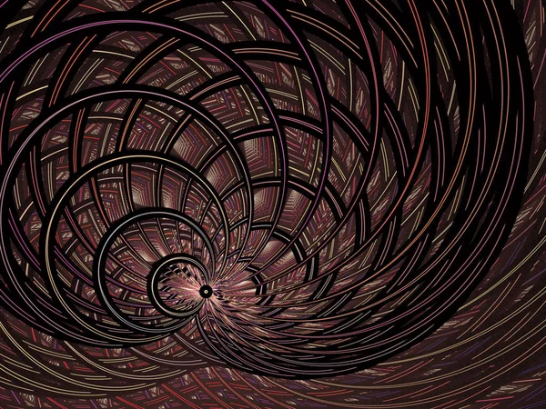 黒の背景にグリッド フラクタル 創造的なアート デザインの抽象的な照らされた カーブ 編まれたパターン コンピューターが生成したフラクタル スパイラル デジタル グラフィック組成 — ストック写真