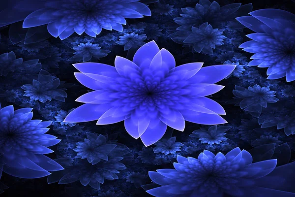 Resumen Fractal Flores Azules Suaves Tiernas Sobre Fondo Fractal Colores —  Fotos de Stock