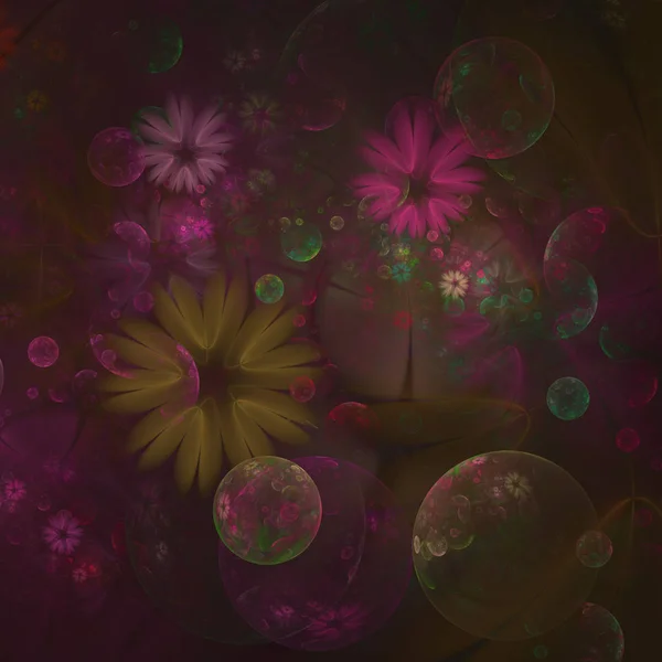 Bulles Lumineuses Multicolores Fleurs Orbes Modèle Printemps Abstrait Minimaliste Fracture — Photo