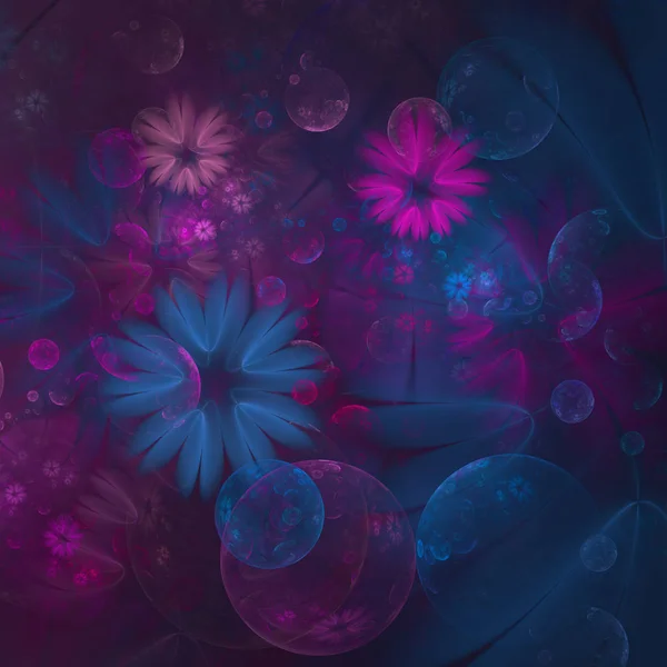Bolhas Brilhantes Multicoloridas Flores Orbes Padrão Mola Abstrata Minimalista Fractal — Fotografia de Stock