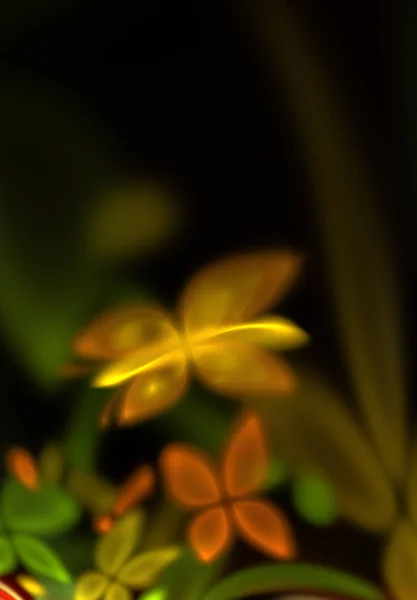 Colorido Diseño Floral Abstracto Neón Brillante Con Mariposas Ilustración Abstracto — Foto de Stock