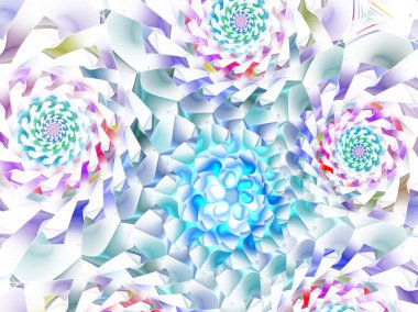 Renkli çiçek vitray izlenim farklı renk seçenekleri sunan tasarım. Güzel tonda mozaik desen için arka plan sanat, (fraktal kilise vitray soyutlama)