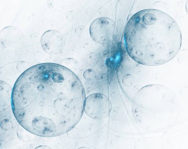 Yarı saydam, kabarcıklar doku ile kızdırma. Parlak, çok renkli 3d küreler (bilgisayar oluşturulan, Fraktal arka plan demet)