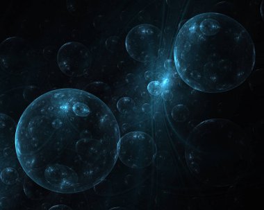 Yarı saydam, kabarcıklar doku ile kızdırma. Parlak, çok renkli 3d küreler (bilgisayar oluşturulan, Fraktal arka plan demet)