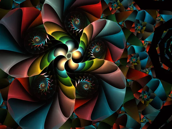 Colorido Diseño Caleidoscópico Impresión Floral Vidrieras Hermoso Patrón Mosaico Tonificado —  Fotos de Stock