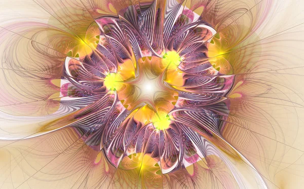 Schöne Abstrakte Fraktale Blume Die Frühlingsblumen Mit Strahlen Auf Weißem — Stockfoto