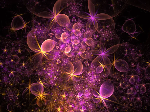 Miękkim Świecące Warstwowe Kwiatki Płatki Efekt Blasku Wygenerowany Komputerowo Tło — Zdjęcie stockowe