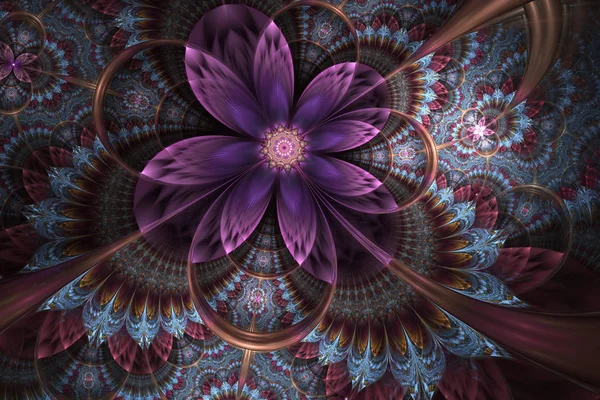 Abstrakcja Fraktal Tle Kwiatów Ozdobny Kwiat Błyszczący Cyfrowy Grafika Elegancka — Zdjęcie stockowe