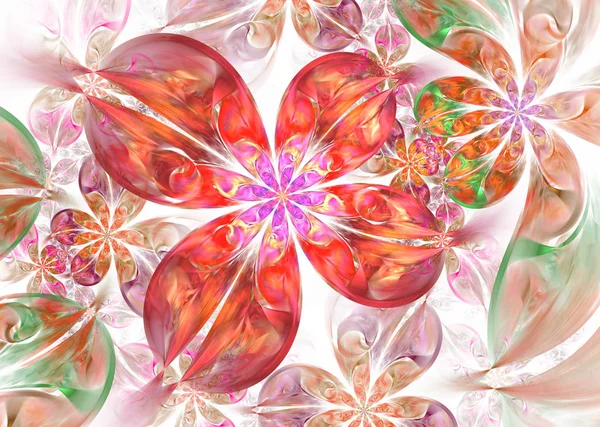 Güzel Renkli Dinamik Akan Doğal Formları Soyut Fraktal Çiçekler Yaratıcı — Stok fotoğraf
