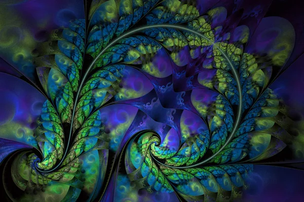 Peri sonsuz soyut çiçek desenli. Parlak renkler ve köpüklü doku. Dijital Fractal sanat yaratıcı grafik tasarım için. Gizemli sarmal bilgisayar tarafından oluşturulan görüntü.