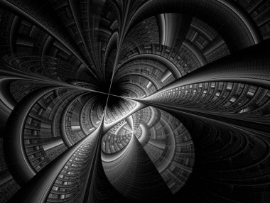 Çemberler ve çizgiler Illustration. Kısmen bulanık şekil. Fraktal görselleştirme. Uzamsal şekilleri ve çizgileri.