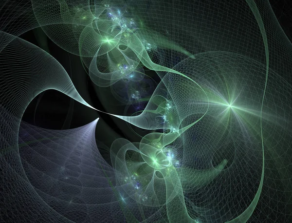 抽象网格虫洞 空间中的未来3D 线框隧道幻想插图 变形全息珍珠霓虹灯网格的图像 网络朋克插图 — 图库照片