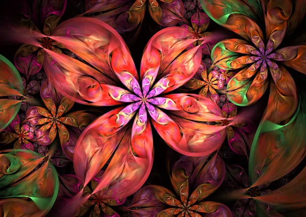 Hermosas Formas Naturales Multicolores Dinámicas Fluidas Flores Fractales Abstractas Diseño — Foto de Stock