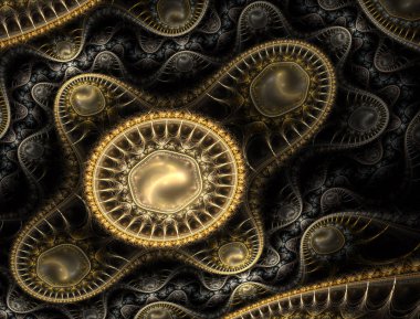 Soyut steampunk tasarım, mekanik tasarım, dişli motor. Modern fraktal mekanik ve steampunk arka plan