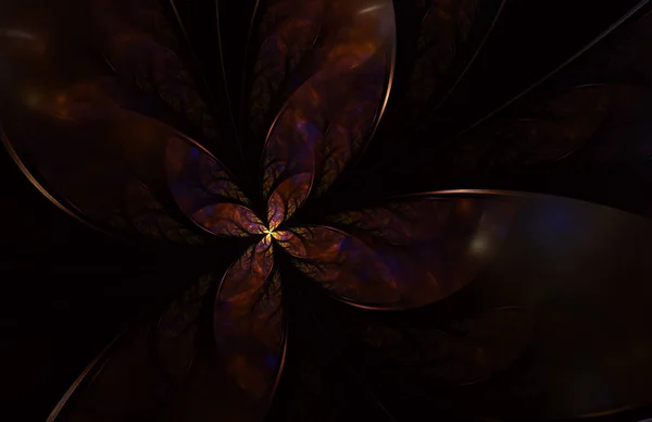 Krásná Fraktální Květina Nebo Motýl Zářícími Prvky Abstraktní Fraktální Symetrické — Stock fotografie