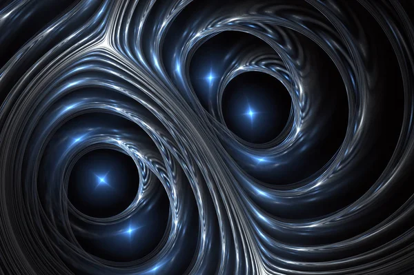 Glänsande Asymmetrisk Spiralutförande Abstrakta Fantasy Swirly Prydnad Fraktal Vågor Digitala — Stockfoto