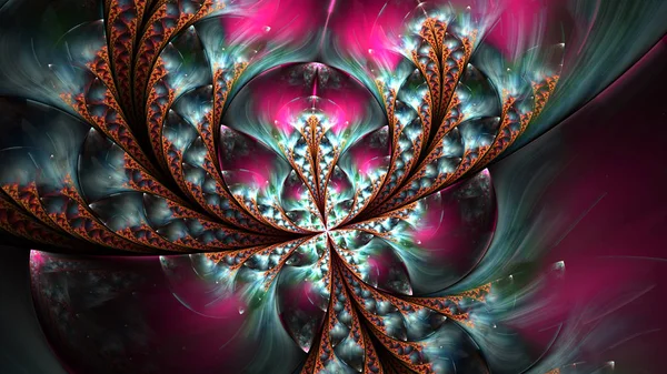 Hermosa Flor Fractal Mariposa Con Elementos Brillantes Formas Simétricas Fractales — Foto de Stock