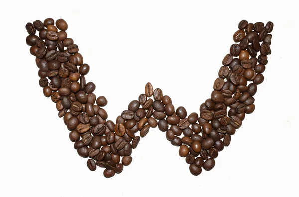 Coffee letter - W — Stock Photo, Image