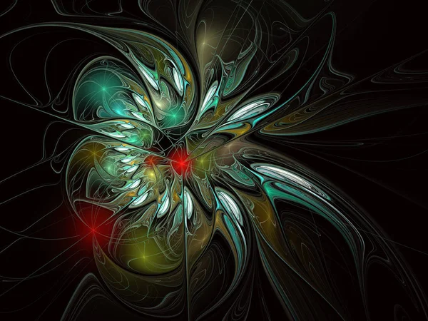 Ilustração fractal de fundo brilhante com ornamento floral . — Fotografia de Stock