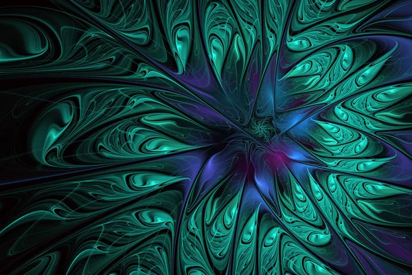 Fantastiska fraktala mönster i blått. — Stockfoto