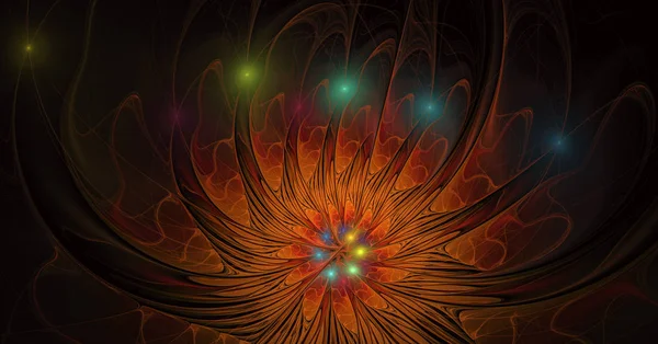Fraktal çiçek süsleme ile parlak arka plan resmi. — Stok fotoğraf