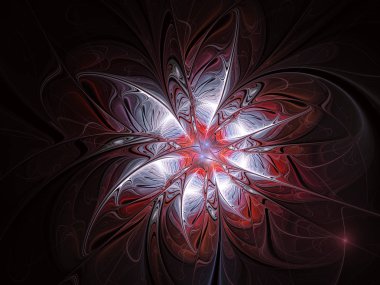 Dokulu yaprakları ile soyut egzotik çiçek. Fantezi fraktal tasarım