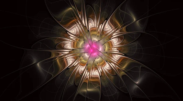 Flor exótica abstrata com pétalas texturizadas. Design fractal de fantasia — Fotografia de Stock