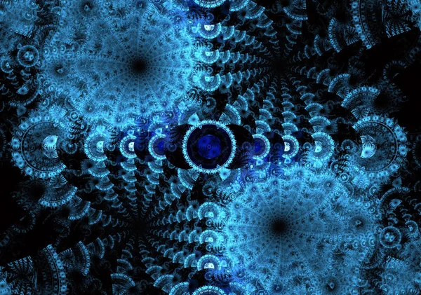 Ruimte geometrie. Dynamische vloeiende vormen met spiralen. — Stockfoto