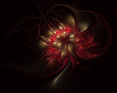 Dokulu yaprakları ile soyut egzotik çiçek. Zarif fraktal çiçek