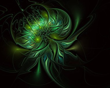 Yeşil muhteşem çiçek fraktal desen.