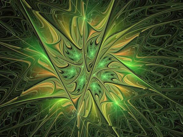 Υπέροχο φλοράλ μοτίβο φράκταλ σε πράσινο. — Φωτογραφία Αρχείου