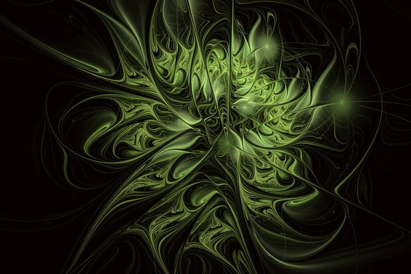 Favoloso motivo floreale frattale in verde . — Foto Stock