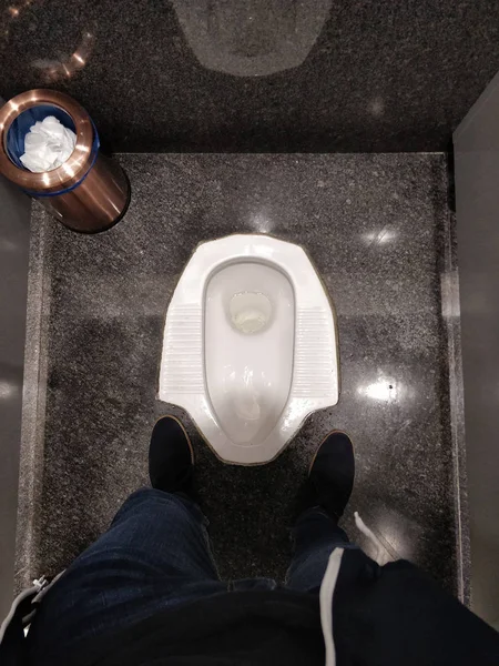 Turkish style toilet view from above — Stock Photo, Image