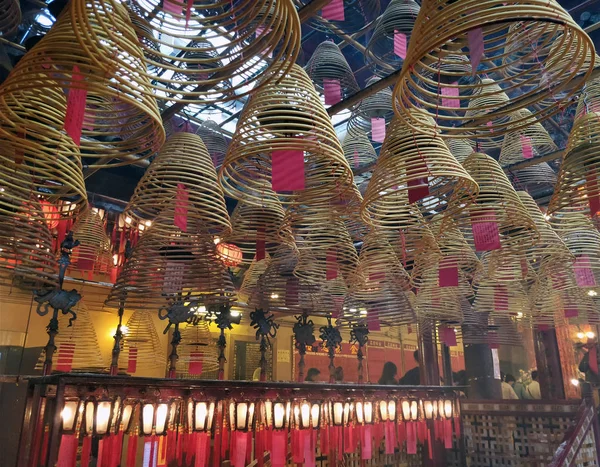 Incense spiral sticks from inside a taoist temple in Hong Kong — Stock Photo, Image