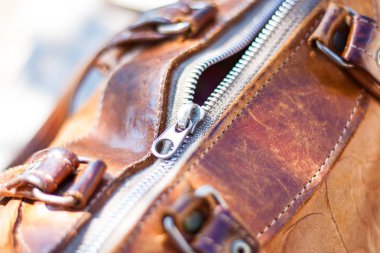 Vintage deri çanta fermuar