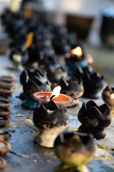 Close up of a black candles in a Thailand temple — Stock Photo, Image