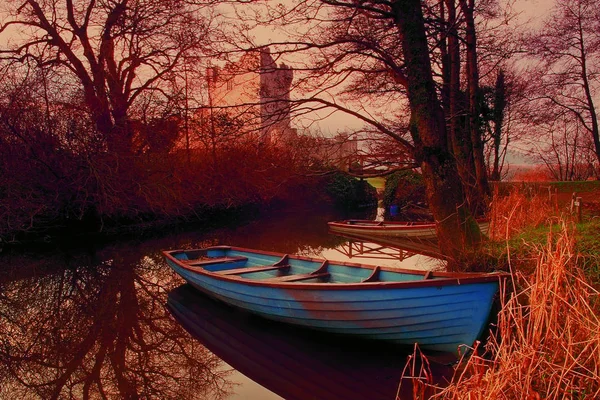 Barco Atracado Perto Ross Castle Killarney Kerry Irlanda — Fotografia de Stock