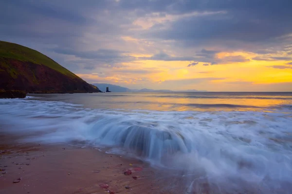 Puesta Sol Kinnard Beach Península Dingle Condado Kerry Irlanda Pequeña — Foto de Stock