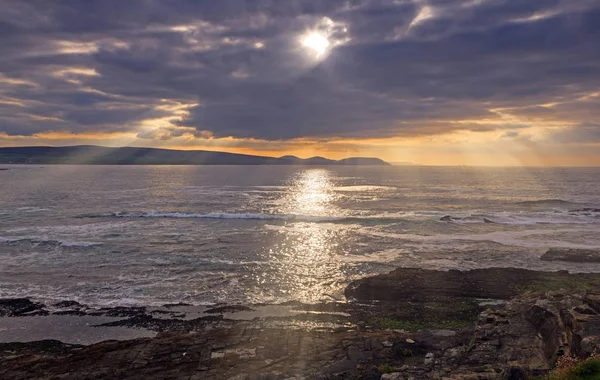 Puesta Sol Emlagh Beach Louisburgh Mayo — Foto de Stock