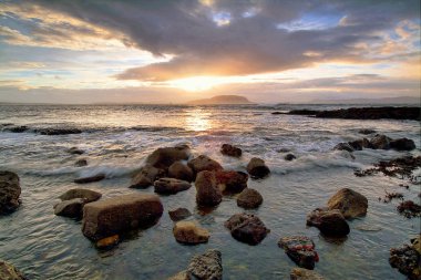 view of rocky seashore at Mullaghmore, Sligo, Ireland clipart