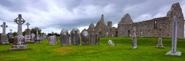 Vista Clonmacnoise Antigo Lugar Monástico Perto Shannonbridge Irlanda — Fotografia de Stock