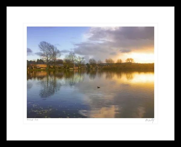 Vista Del Río Lough Sobre Fondo Del Atardecer — Foto de Stock