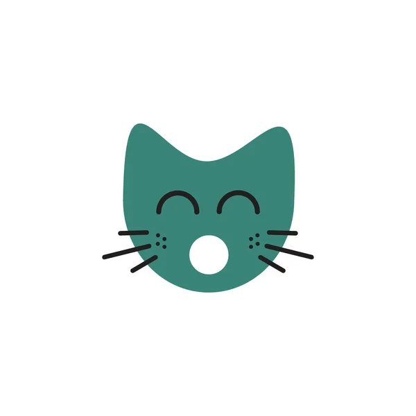 Glücklich Katze Emoticon Illustrationen Logo Konzept — Stockvektor