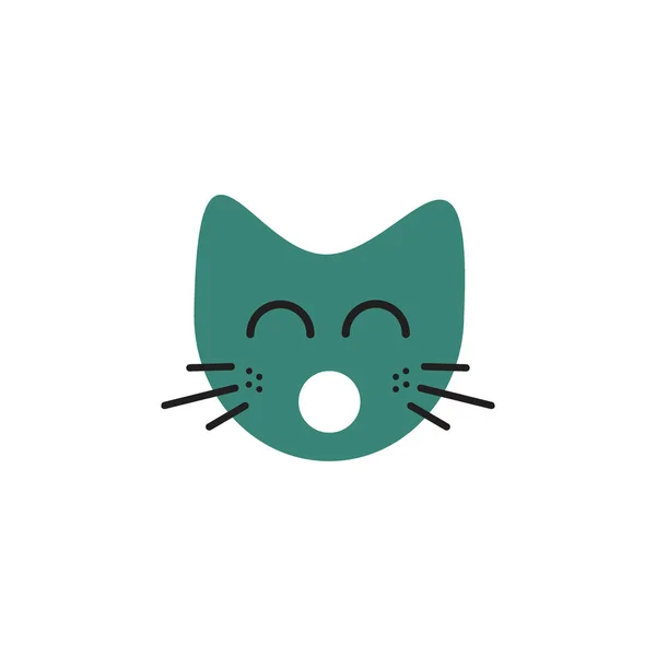 Heureux Chat Émoticône Illustrations Logo Concept — Image vectorielle