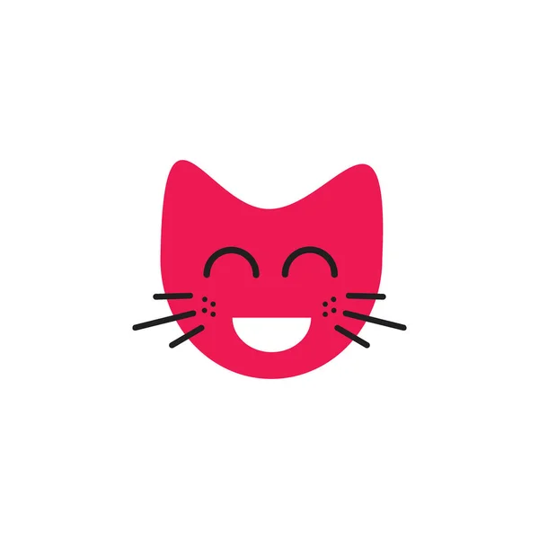 Rire Visage Chat Émoticône Illustrations Logo Concept — Image vectorielle